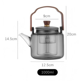 Tea Pot with Infuser for Loose Leaf Tea, Glass Teapot Stovetop, Heat Resistant Borosilicate Tea Kettle, Clear, 34oz/1000ml Capacity, Tea Strainer