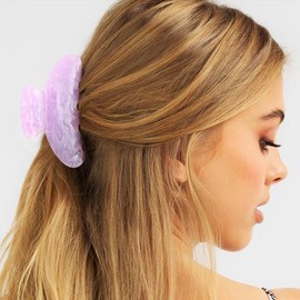 CAKURE Pink Hair Clips Medium Cute Claw Clips Hair Accessories for Women（Pack of 2） (c-light green&purple)