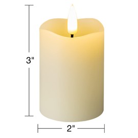 Girimax Ivory Real Wax Flameless Votive Candles with Timer, 2x3 inch Flickering LED Pillar Candles Battery Operated Set of 6