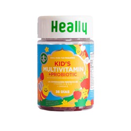 Multivitamínico para Niños, Gomitas, Para un Mejor Desarrollo, Sabor Naranja y Fresa, Con Omega-3, Vitaminas A, B, C y E, 100% Natural, Sin Gluten, Heally