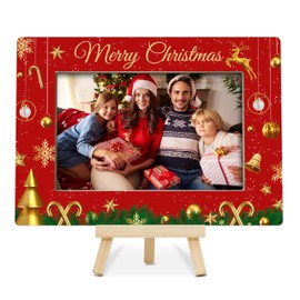 OXRUN Christmas Gifts for Women Men Friends, Merry Christmas Picture Frame, 4x6 Happy New Year Photo Frames with Easel for Tabletop Display Photo Insert - I05
