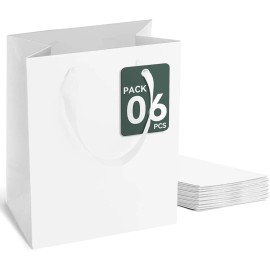 White Gift Bags with Handles Medium Size Bulk for Wedding Party Birthday Business and Shopping Paper Bags Large SizeSize: 8x5x10 Inch-50-pcs, Color: White, thickness: 250gsm