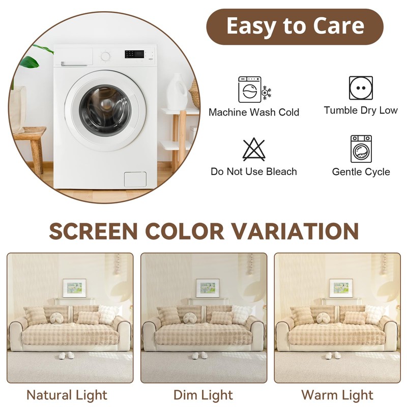 OstepDecor Faux Fur Couch Covers for Sofa, Soft Plush Sofa