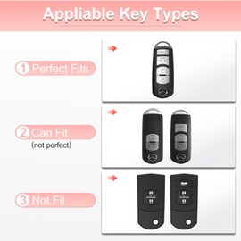 YO&YOYE for Mazda Key Fob Cover with Keychain, Pink Soft TPU Key Case Protection Shell Fit for Mazda 3 6 8 Miata MX-5 CX-3 CX-5 CX-7 CX-9 Smart Remote