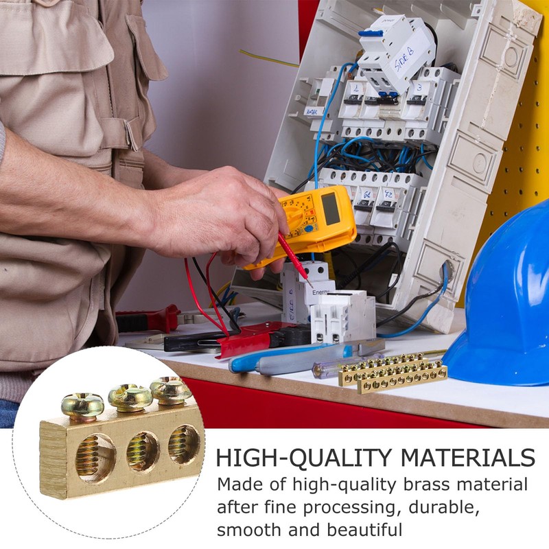 VILLCASE 10 Pcs 12 Holes Earthing Rod Distribution Cable Brass