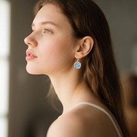 Grmdit Abalone Shell Earrings for Women 925 Sterling Silver Dragonfly/Bird/Tree of Life Dangle Earrings Abalone Shell Jewelry Anniversary Birthday Gifts for Her (bird-2)