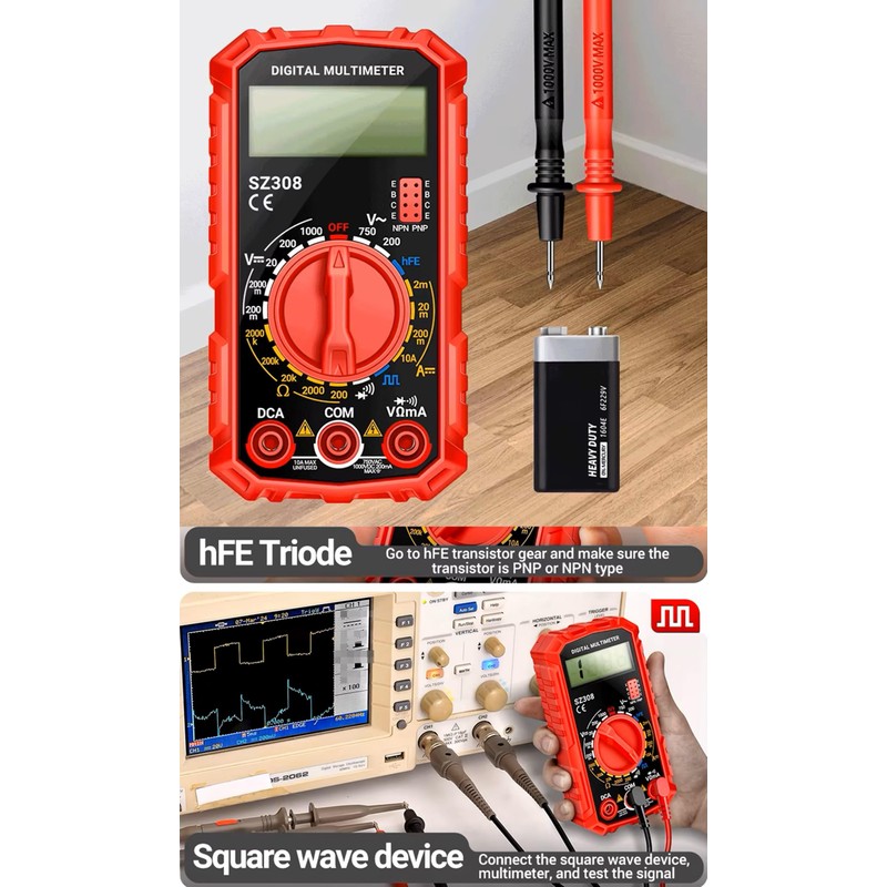 AYMBH SZ308 Digital Multimeter AC/DC Voltage & Current Meter, Resistance