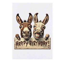 'Happy Birthday Donkeys' Temporary Tattoo - Water Resistant, Skin-Safe, Non-Toxic Transfer (TO00081373)