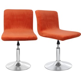 SONNACH Bar Stool Covers, Velvet Barstool Slipcovers with Back, Slipcovers for Short Stool (2, Orange)