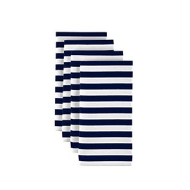 Milliken Navy Blue Small Stripes Dinner Napkins - Set of 12