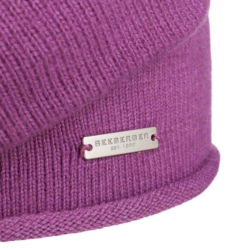 Seeberger Ladies Classic Plain Knit Beret Hat Violet 6 3/4/7
