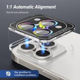 Jeluse 3 x 2 Pack Compatible with iP2023 Camera Lens Protector, 9H Tempered Glass, Drop Protection, Anti-Scratch, Auto Alignment, Night Shooting Mode