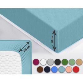 Sesto Senso Fitted Sheet 140 x 200 cm Blue for Topper Jersey Cotton