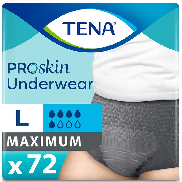 TENA Incontinence Underwear for Men, Maximum Absorbency, ProSkin - Large - 72 Count