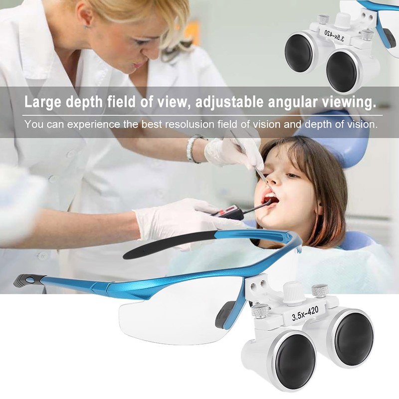 Dental Binocular Loupes 3.5X 420mm Dental Magnifier Optical Glass Dentists