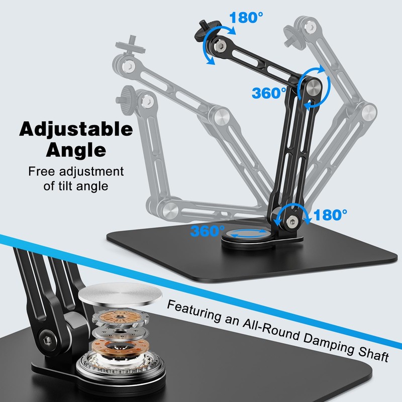 Mic Stand Desk, 360° Rotatable Desktop Microphone Stand, Max Load