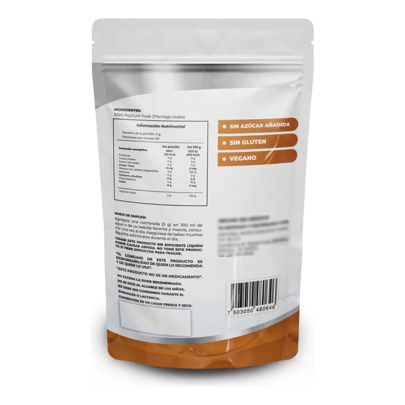 Psyllium Husk Plantago Calidad Premium 300 G Cascarilla