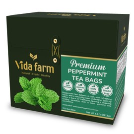 VIDA FARM 125 Peppermint Tea Bags, 100% Natural Peppermint Herbal Tea Bags, No Additives, No Caffeine, No Sugar