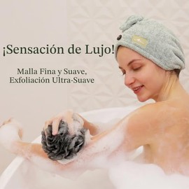 Esponja grande de lufa de 70 g, estropajo corporal, esponja de baño, lufa de lujo para mujeres, hombres, esponja exfoliante suave – puf de ducha para 