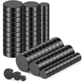 Wukong Black Magnets Set in 3 Sizes, 60 pieces 5mm/8mm/10mm x 3mm Thick Strong Fridge Magnets Mini Magnets for Magnetic Board, Pin Board, Whiteboard, Refrigerator Home Office