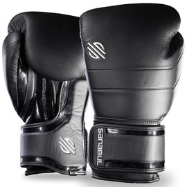 Sanabul Lab Series Boxing Gloves for Men & Women, Kickboxing Muay Thai Gloves, Punching Heavy Bag Sparring Training, Black/White 12 oz