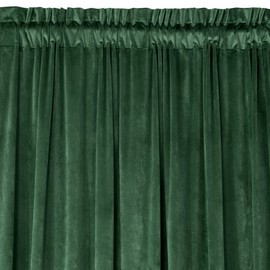 Design91 ROSA Velvet Curtain with Ruffle Tape, 1 Piece, Soft Classy Curtain, 200 g/m², Elegant, Smooth, Monochrome, Fluffy, Modern, Classic, for Living Room and Bedroom, 140 x 270 cm, Dark Green