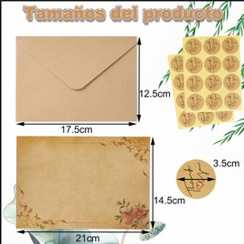 Voyzdx 76 Juego De Sobres Invitaciones Papel Boda,32 Papel para Escribir Cartas,20 Sobres para Cartas y 24 Pegatinas Thank You para Bodas Invitaciones Regalo Cumpleaños