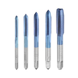 sourcing map M3 M4 M5 M6 M8 Hand Threading Tap Set High Speed Steel Straight Flutes Metric Thread Screw Taps Bluing 5pcs