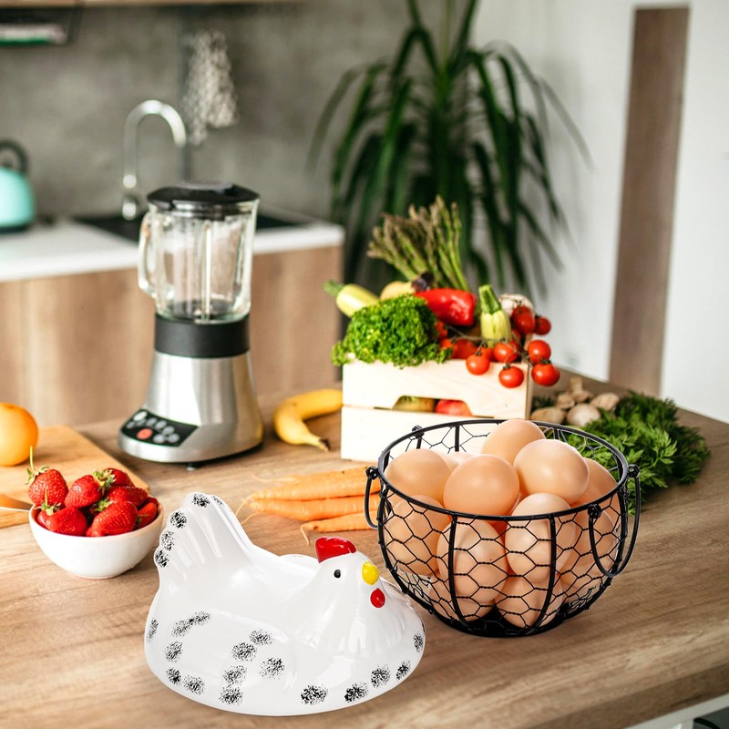 AVLA Chicken Egg Basket, Black Wire Egg Collection Baskes with