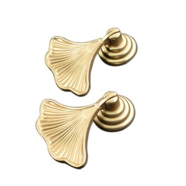 TARATI Handle Set of 2 Ginkgo Leaf Style Door Knobs Drawer Knobs Antique Furniture Bait Zinc Alloy Door Handles Drawer Pulls DIY Antique Drawer Pulls 2pcs