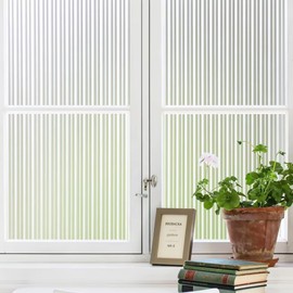 Kromapolis Reeded Window Privacy Film, Frosted Glass Window Tint, Decorative Window Decals for Home Bathroom Office, UV Blocking Window Covering, Non-Adhesive 23.6 Inch x 78.7 Inch