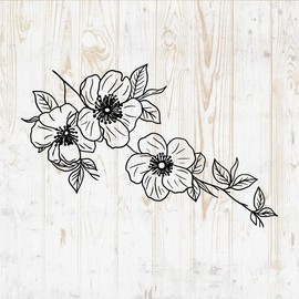 Flower Bouquets Wall Decals - Flower Bouquets Wall Stickers - Minimalistic Minimalist Floral Botanical Leaves Branches Silhouette - Car Window Tumbler Laptop Bedroom Room Home Decor DWSV13109