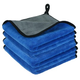 uxcell 4 Pcs 500gsm Microfiber Towels for Cars, 11.8 x 11.8 Inch Car Drying Towel Drying Towels Car Detailing Extra Large Super Absorbent Towel for SUV Truck Home, Gray Blue
