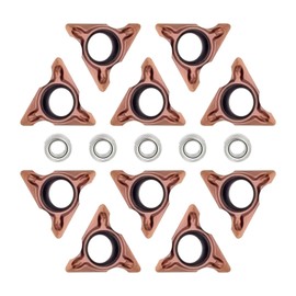 Mini 45° Pneumatic Chamfering Machine Set with 2PCS Replaceable Precision Blade and Bearing, 1/4 Inch Air Inlet for Metal Burr Trimming Deburring (10 Round Insert)