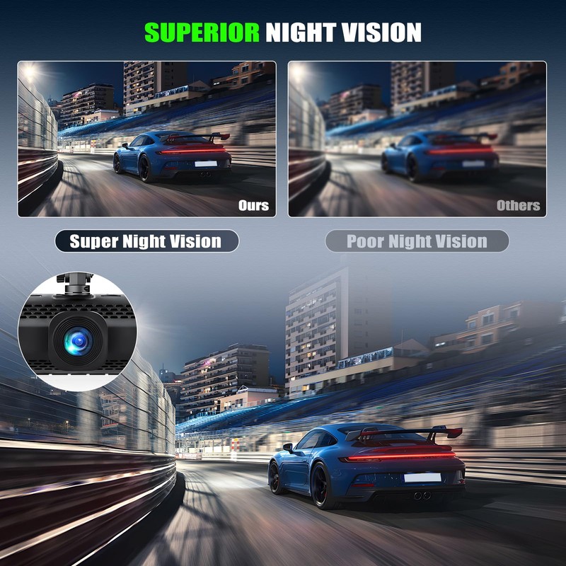 4 Channel 360°Dash Cam Front and Rear Inside Left Right,3''