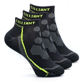 CELLIANT Unisex Infrared (IR) Energizing Sport Ankle Socks (US, Alpha, X-Large, Regular, Regular, Black (3 Pair))