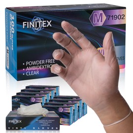 FINITEX Clear Vinyl Gloves Disposable Gloves Food Safe Latex Free Food Prep Exam Gloves Case of 1000 (Medium)