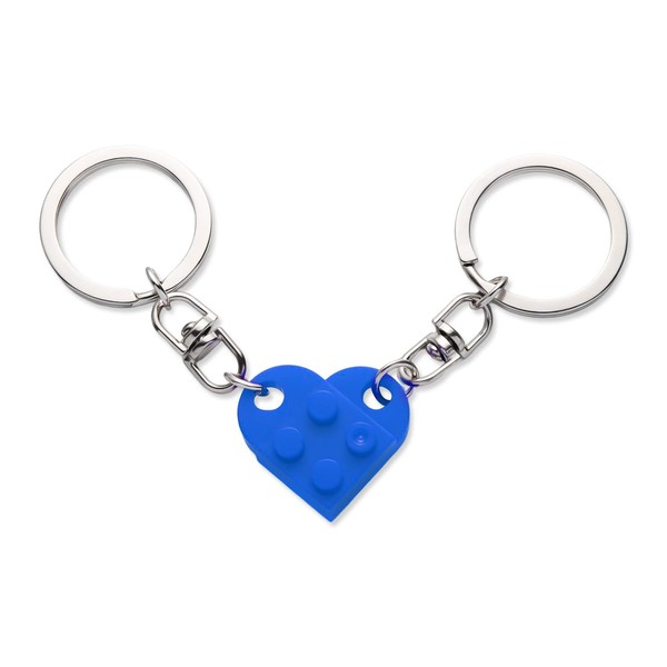 KINBOM Heart Keychain Set, 2pcs Matching Heart Keychain Couple Keychains Small Heart Decorations for Party, Valentines Gift for Girlfriend Boyfriend (Blue)
