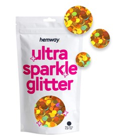Hemway Ultra Sparkle Glitter - 1/8" 0.125" 3mm - Circle Sequins Round Glitter for Cosmetic, Nail, Body, Face, Arts, Crafts, Decoration - Gold Holographic - 50g