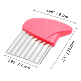 Luomorgo Stainless Steel Potato Crinkle Cutter Knife Carrot Wavy Knife French Fry Slicer Vegetable Wavy Chopper Knives, Pink
