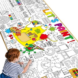 Art Paint Giant Coloring Poster Large Let's Paint Drawing Paper Coloring Tablecloth DIY Painting Themed Game Poster Table Cover Kids Art Craft Colorings Back to School Classroom Decor Party Supplies