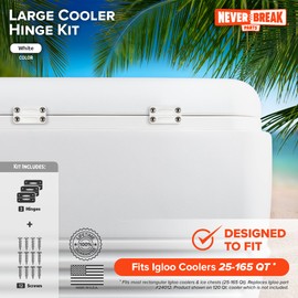 NeverBreak Parts -3 Pack White Igloo Cooler Hinges Replacement with Screws | High Strength Igloo Cooler Replacement Parts | Igloo Parts kit for ice chests