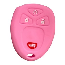 Silicone Key Fob Cover, Remote Key Protector Fit for Chevy GMC Hummer 2010-2014 Chevy Silverado 6500HD 4500HD 5500HD, 4 Buttons Keyless Remote Holder (Pink)