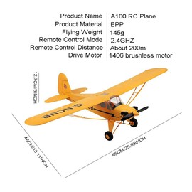 Park10 Toys A160 RC Airplane 3D6G Mode 5 Channels Stunt RC Aircraft for Adults Outdoor Remote Control Plane Model with Brushless Motor and 2 Batteries, Yellow