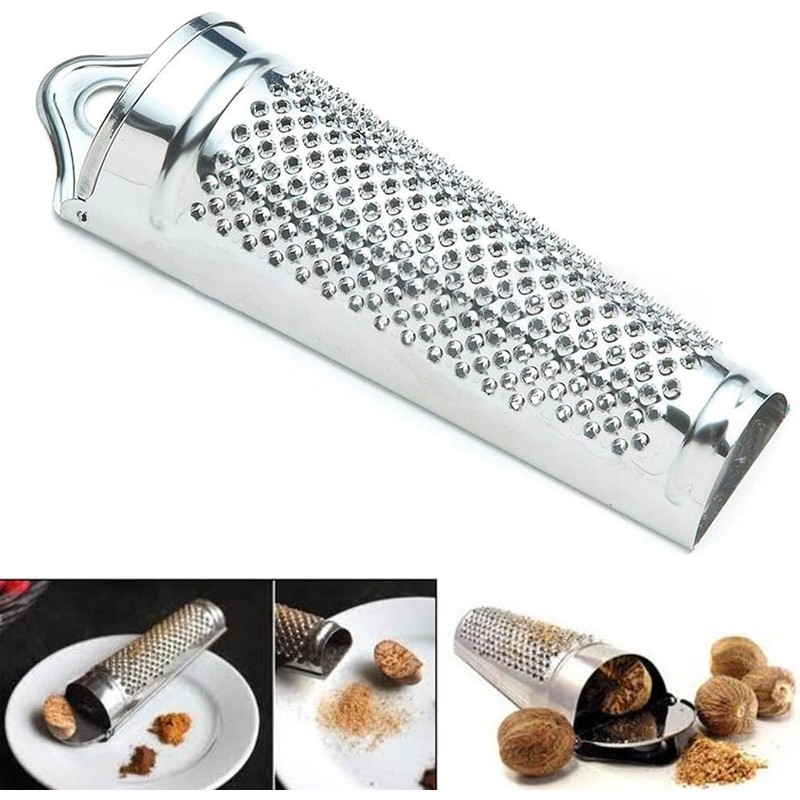 Silver Multifunctional Kitchen Stainless Steel Ginger Garlic Nutmeg Grater Nut
