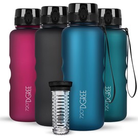 720°DGREE 'uberBottle' softTouch Water Bottle 1.5 L + Fruit Container, BPA-Free, Water Bottle for Gym, Fitness, Outdoor, Hiking, XL Tritan Sports Bottle: Large, Lightweight, Shockproof, Reusable