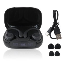 Qblahip Sweat-Proof Wireless Bluetooth 5.3 TWS Headphone Over-Ear Earphone LED Display Long Battery Life