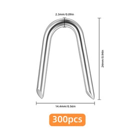300 Pcs Galvanised U Nails, Steel Chicken Wire, Netting, U Shaped Nails for Wire Mesh Woven & Garden Mesh Fasteners