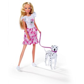 Simba 105733605 Steffi Love Cute Walk with Two Dalmatians with Scooter for Evi, 12 cm and 29 cm Toy Dolls, from 3 Years
