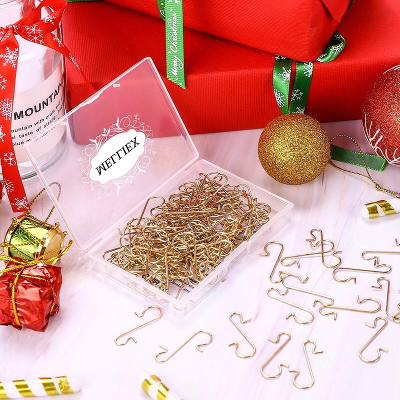 Melliex Pack of 120 Bauble Hangers, Christmas Tree Hooks, Gold,